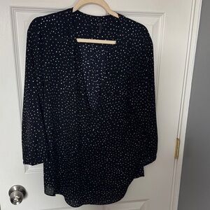 NYDJ Black and White Polka Dot Blouse